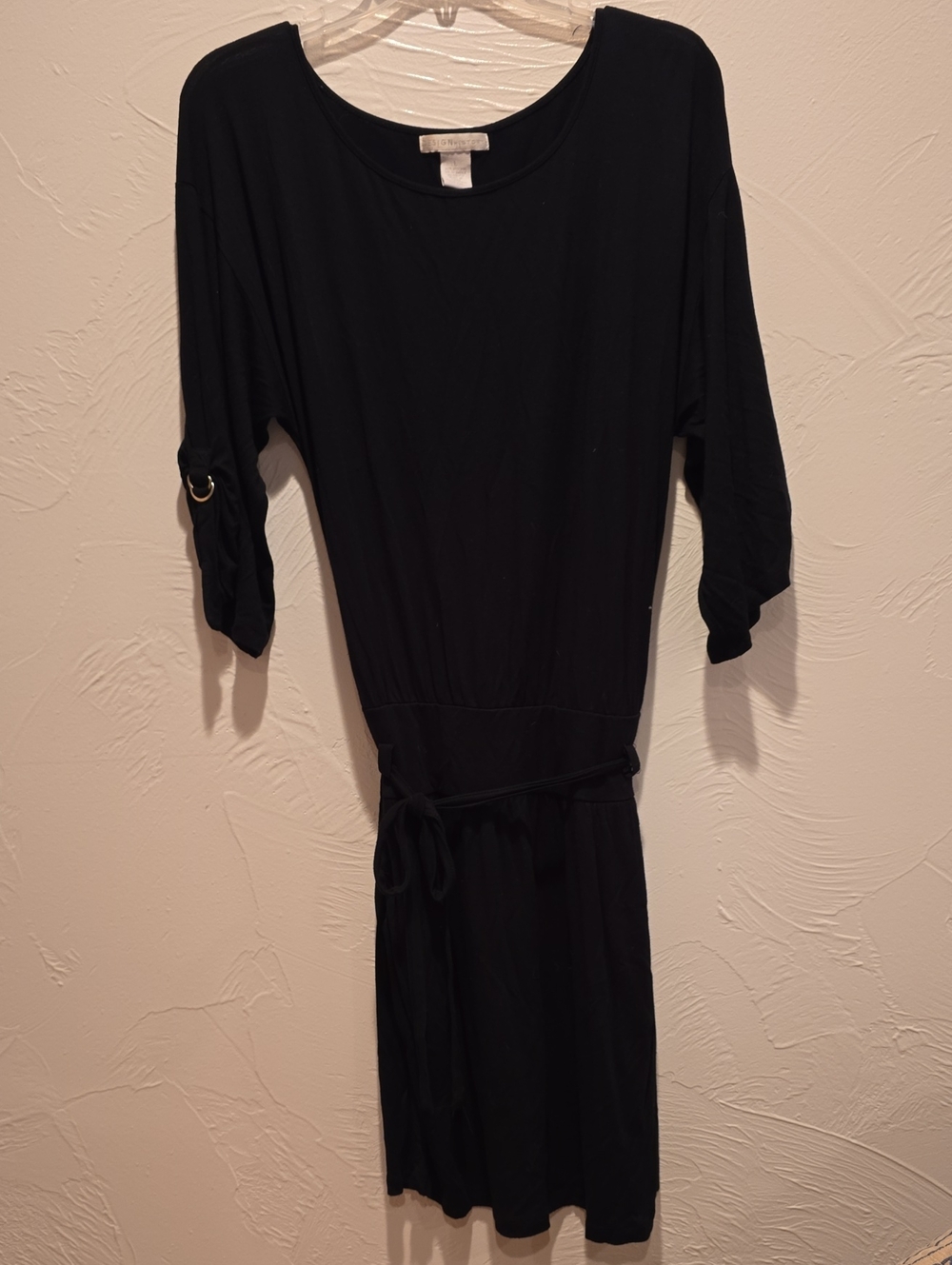Design History Black Midi Belted Casual Dress